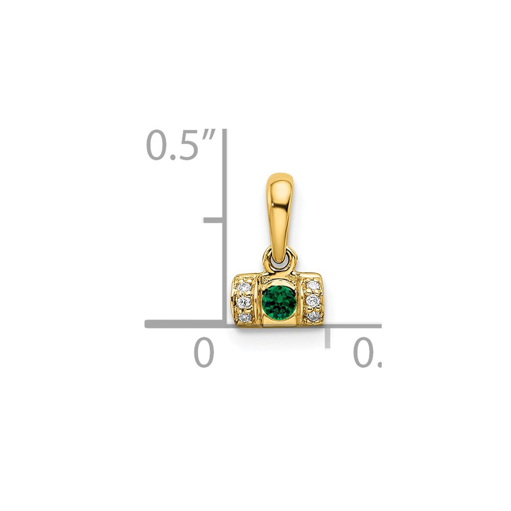 14K Yellow Gold Family Jewelry Synthetic Stone & Diamond Set Pendant