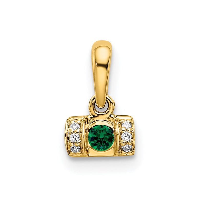 14K Yellow Gold Family Jewelry Geniune Stone & Diamond Set Pendant