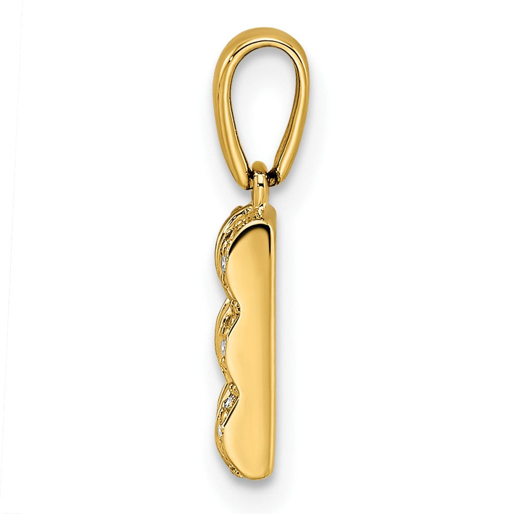 14K Yellow Gold Family Jewelry Geniune Stone & Diamond Set Pendant