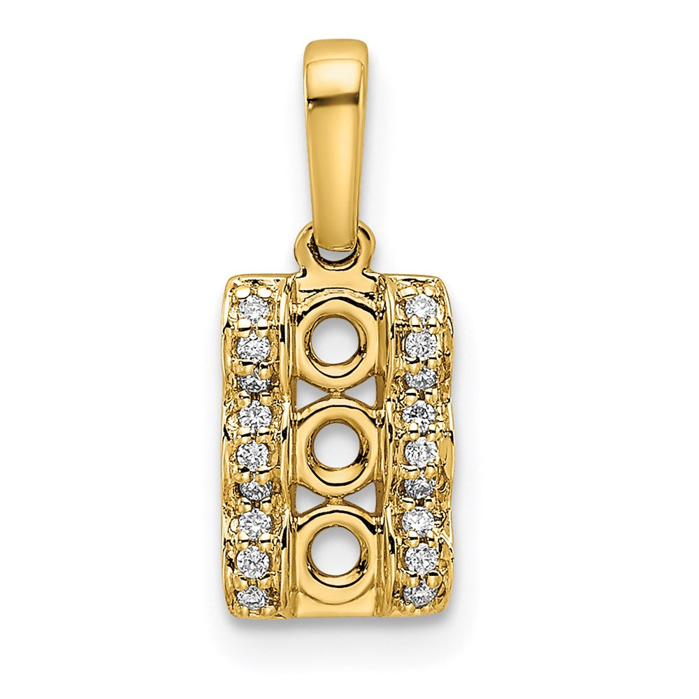 14K Yellow Gold Family Jewelry Geniune Stone & Diamond Set Pendant