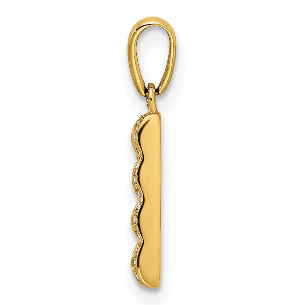 14K Yellow Gold Family Jewelry Geniune Stone & Diamond Set Pendant