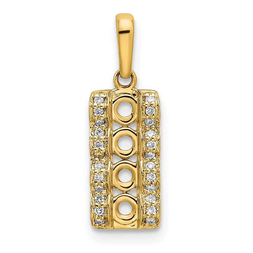 14K Yellow Gold Family Jewelry Synthetic Stone & Diamond Set Pendant