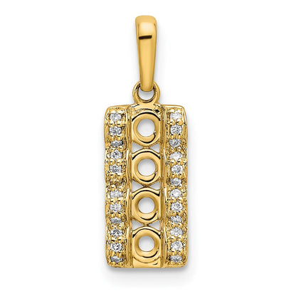 14K Yellow Gold Family Jewelry Synthetic Stone & Diamond Set Pendant