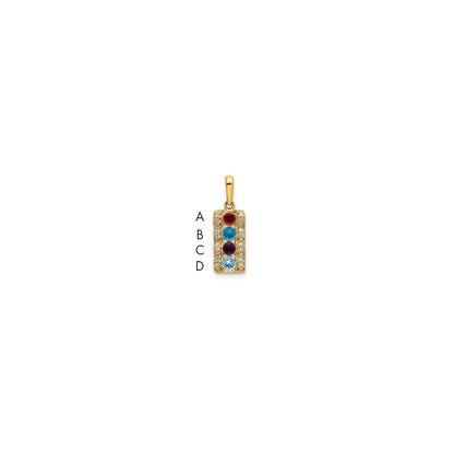 14K Yellow Gold Family Jewelry Synthetic Stone & Diamond Set Pendant