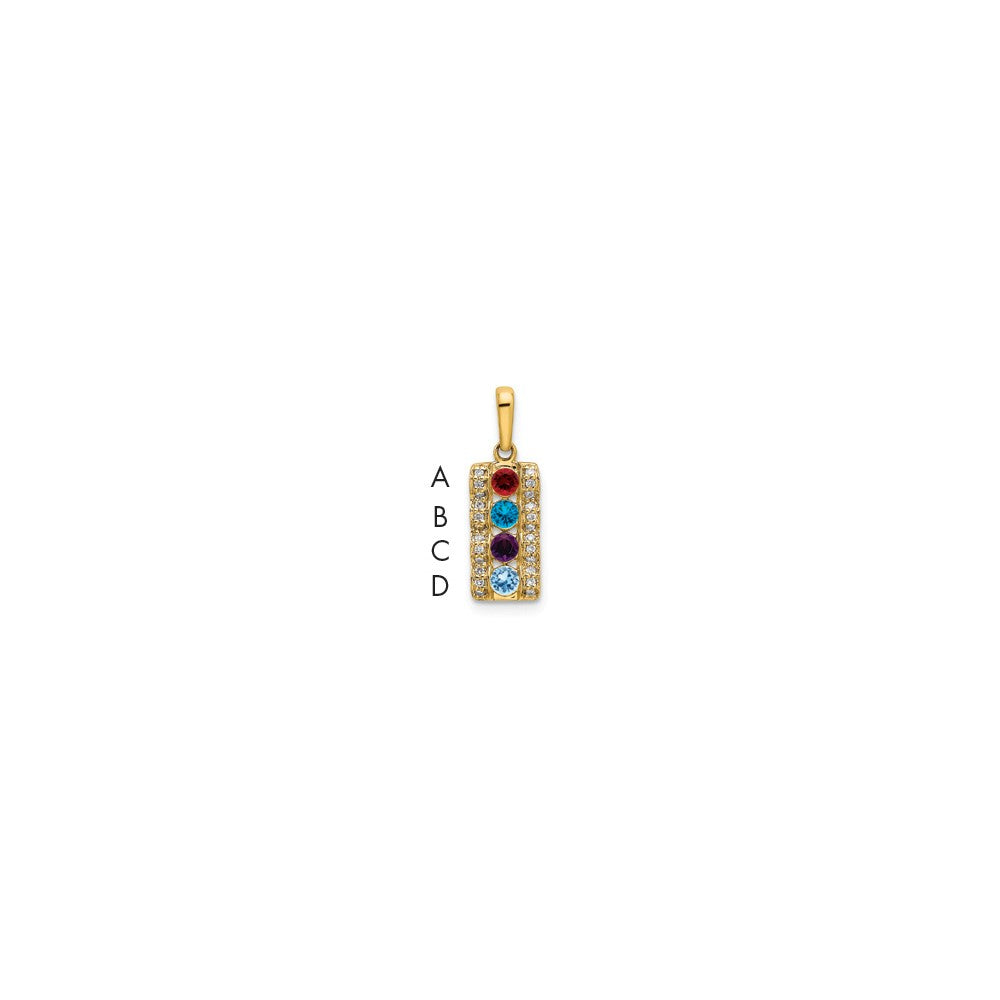 14K Yellow Gold Family Jewelry Geniune Stone & Diamond Set Pendant