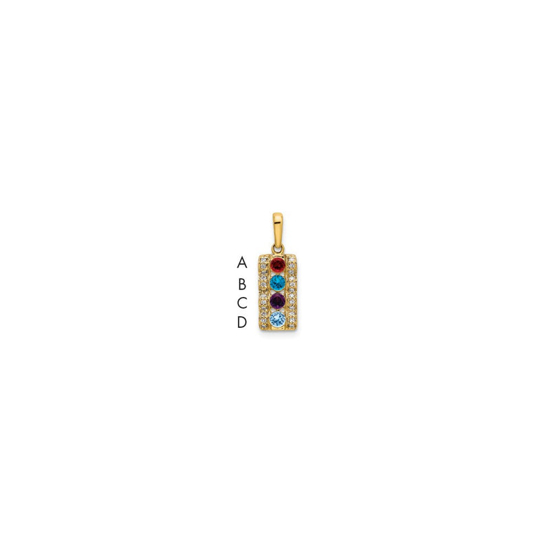 14K Yellow Gold Family Jewelry Geniune Stone & Diamond Set Pendant