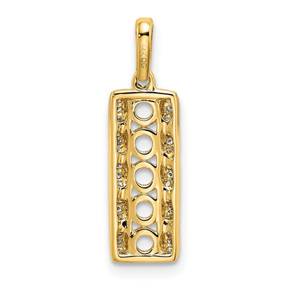 14K Yellow Gold Family Jewelry Synthetic Stone & Diamond Set Pendant