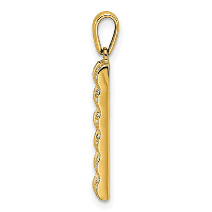 14K Yellow Gold Family Jewelry Geniune Stone & Diamond Set Pendant