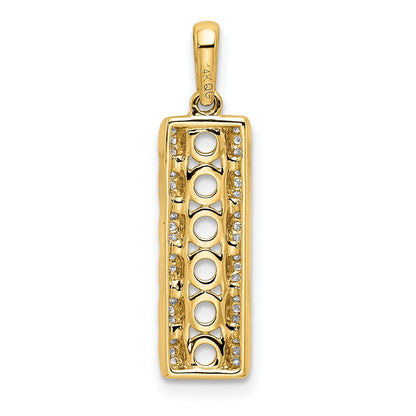 14K Yellow Gold Family Jewelry Geniune Stone & Diamond Set Pendant