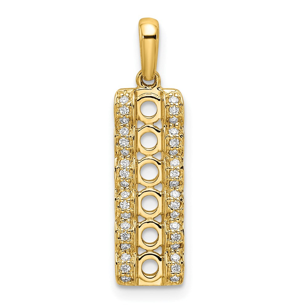 14K Yellow Gold Family Jewelry Geniune Stone & Diamond Set Pendant
