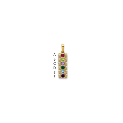 14K Yellow Gold Family Jewelry Synthetic Stone & Diamond Set Pendant