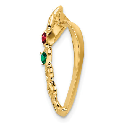 14K Yellow Gold Synthetic Diamond Family Heart Slide