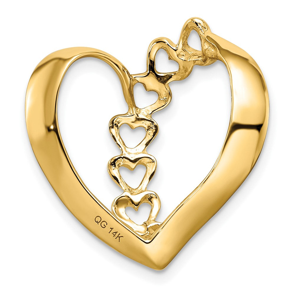 14K Yellow Gold Synthetic Diamond Family Heart Slide