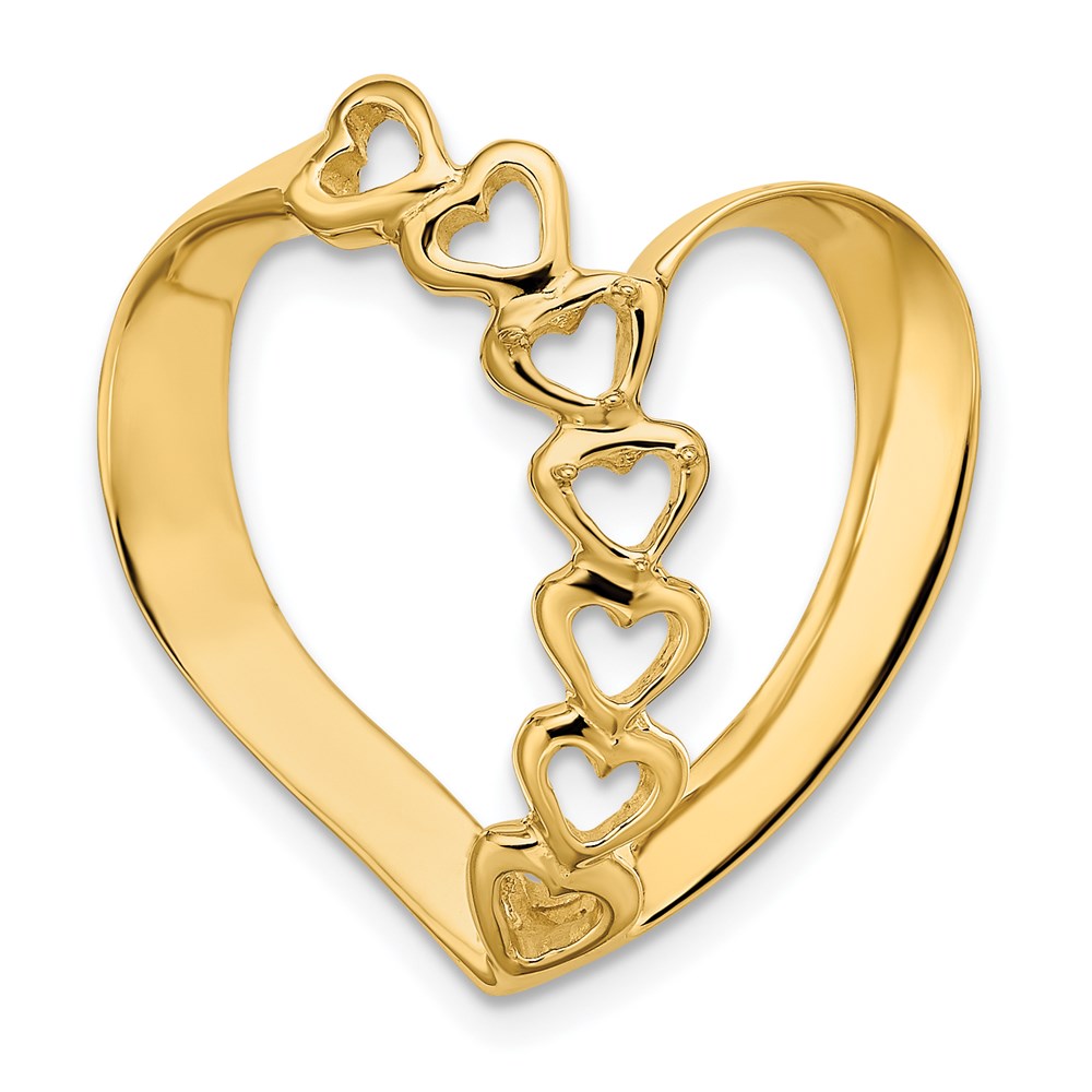 14K Yellow Gold Synthetic Diamond Family Heart Slide