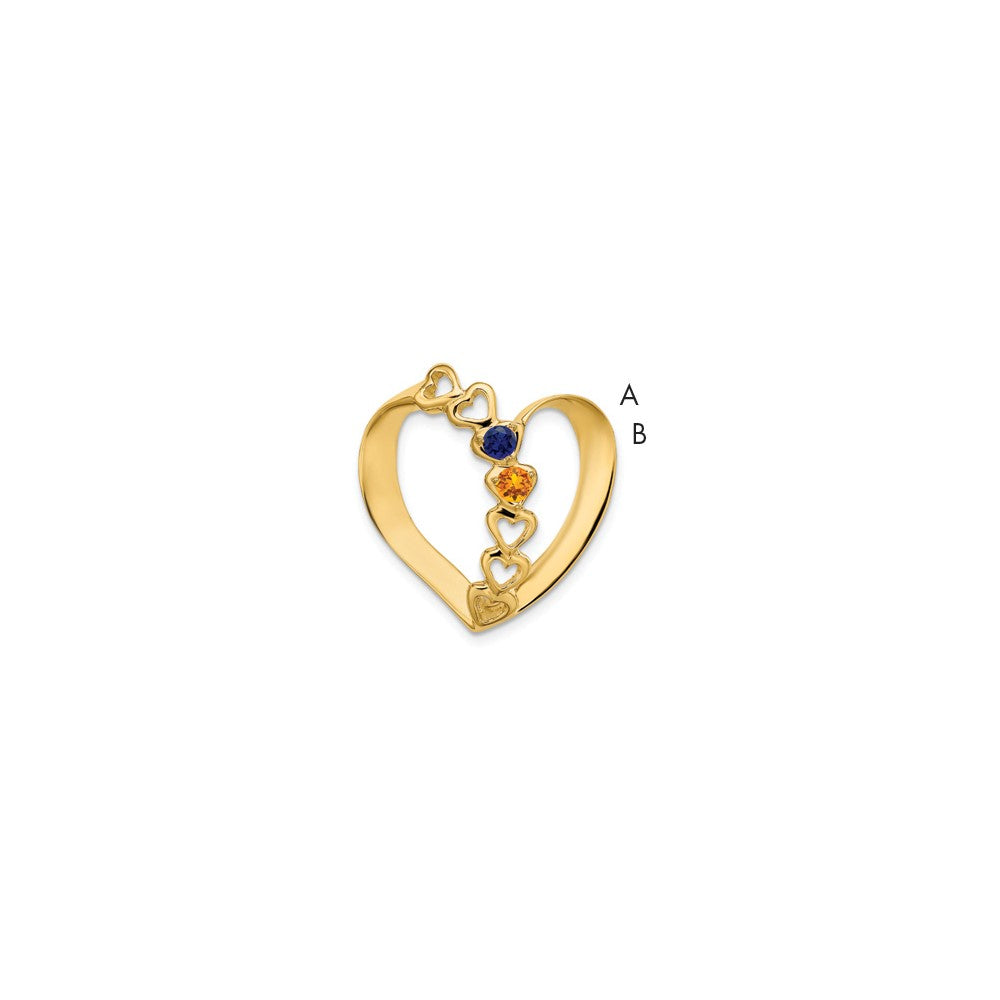 14K White Gold Synthetic Diamond Family Heart Slide