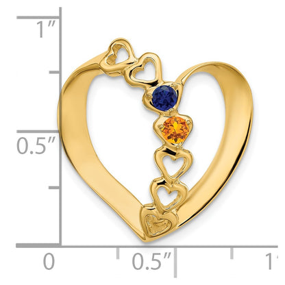 14K Yellow Gold Synthetic Diamond Family Heart Slide