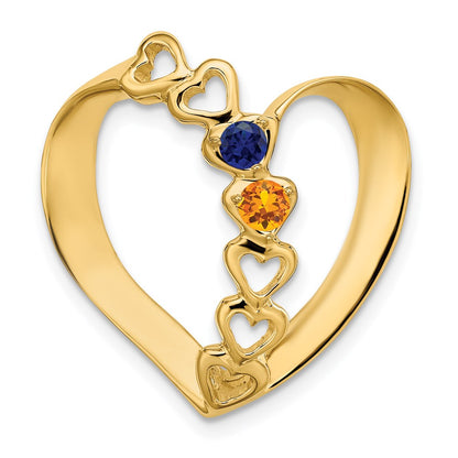 14K Yellow Gold Synthetic Diamond Family Heart Slide