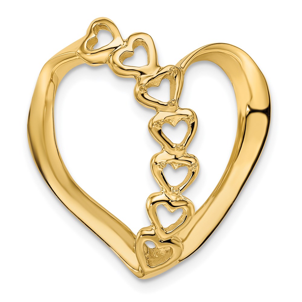 14K Yellow Gold Synthetic Diamond Family Heart Slide