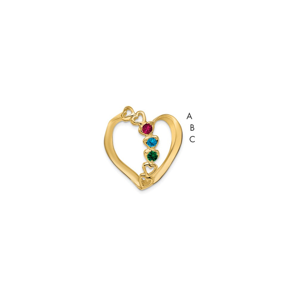 14K Yellow Gold Genuine 3 Stone Mother's Slide