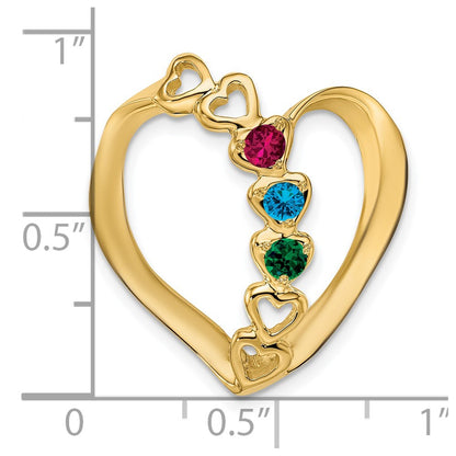 14K Yellow Gold Genuine 3 Stone Mother's Slide