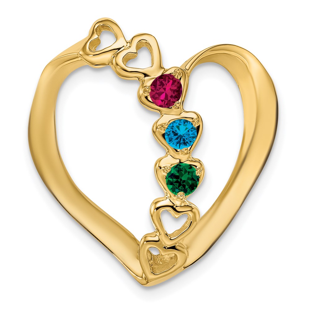 14K Yellow Gold Synthetic Diamond Family Heart Slide