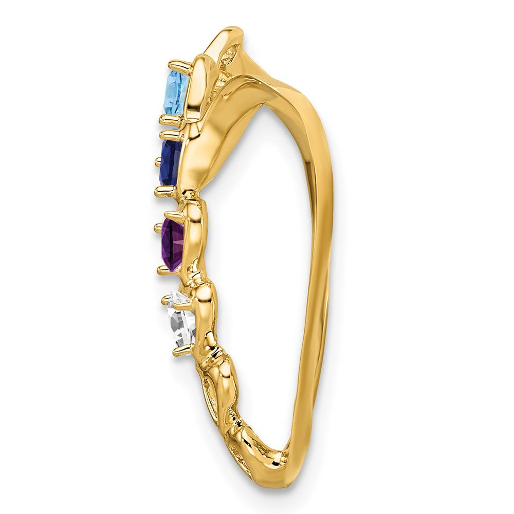 14K Yellow Gold Synthetic Diamond Family Heart Slide