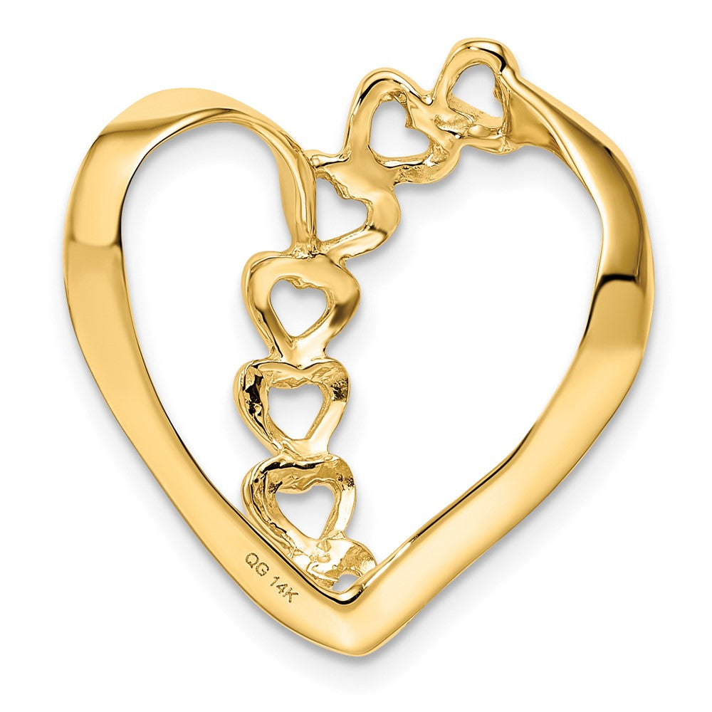 14K Yellow Gold Synthetic Diamond Family Heart Slide