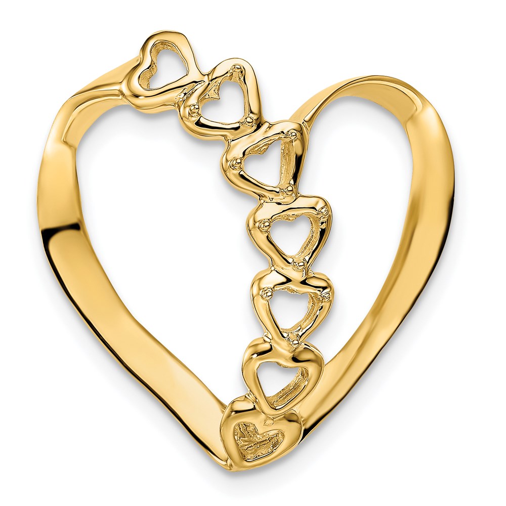 14K Yellow Gold Synthetic Diamond Family Heart Slide