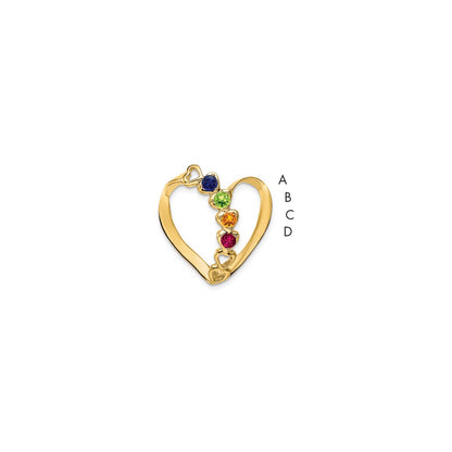 14K Yellow Gold Synthetic Diamond Family Heart Slide