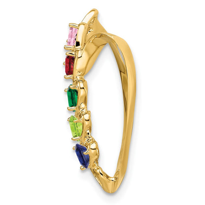 14K Yellow Gold Synthetic Diamond Family Heart Slide