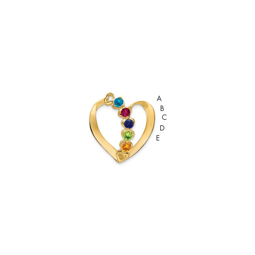 14K Yellow Gold Genuine 5 Stone Mother's Slide