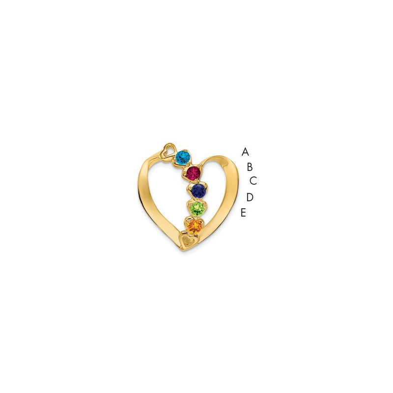 14K Yellow Gold Genuine 5 Stone Mother's Slide