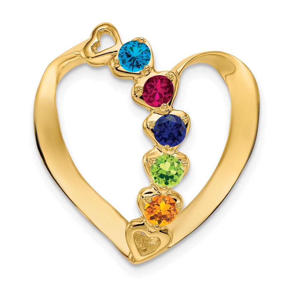 14K Yellow Gold Genuine 5 Stone Mother's Slide
