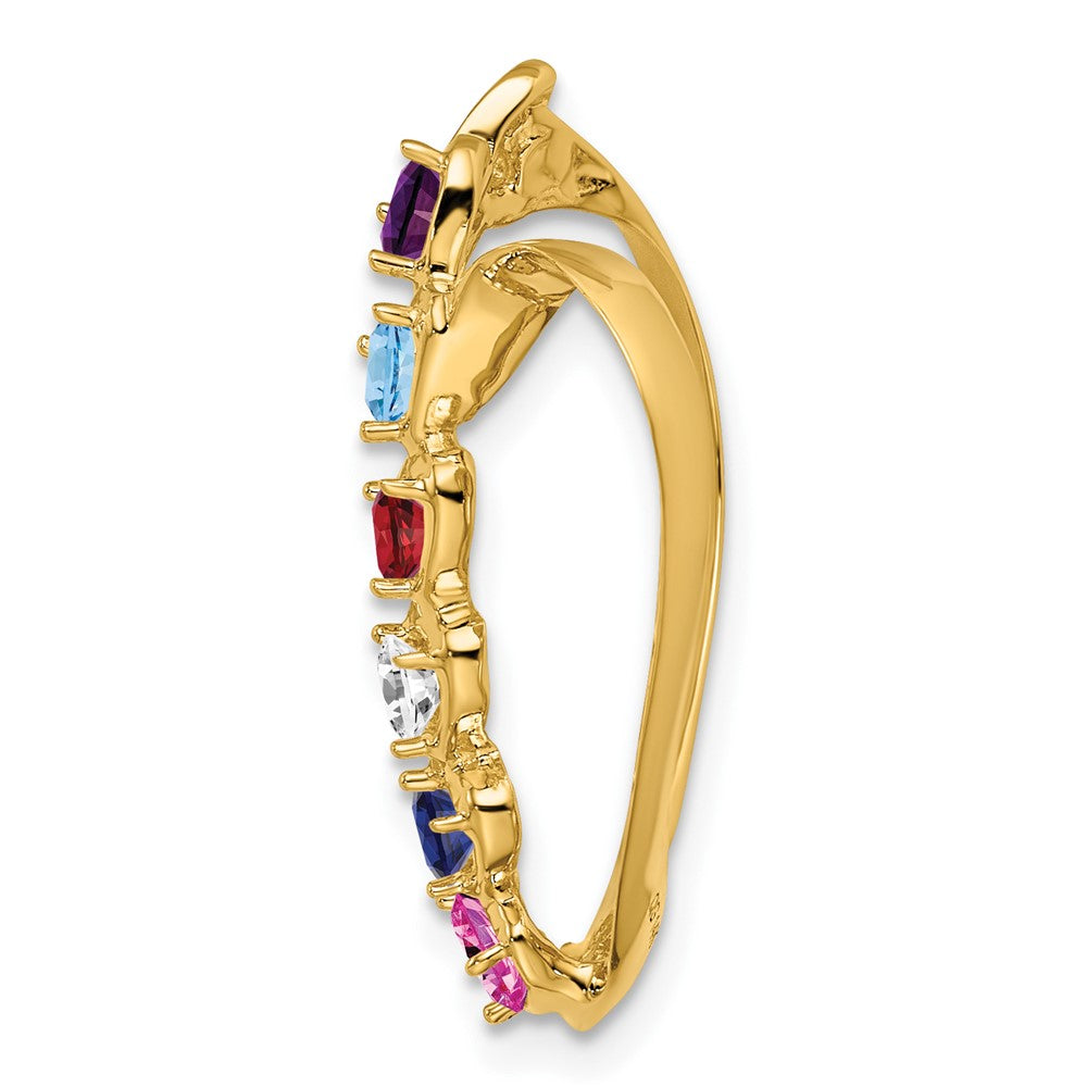 14K Yellow Gold Genuine 6 Stone Mother's Slide