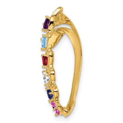 14K Yellow Gold Synthetic Diamond Family Heart Slide