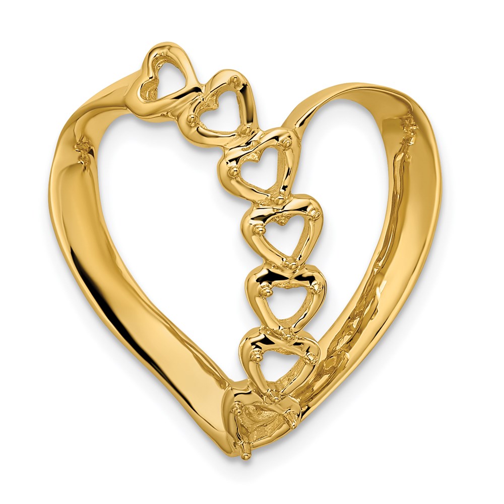 14K Yellow Gold Synthetic Diamond Family Heart Slide