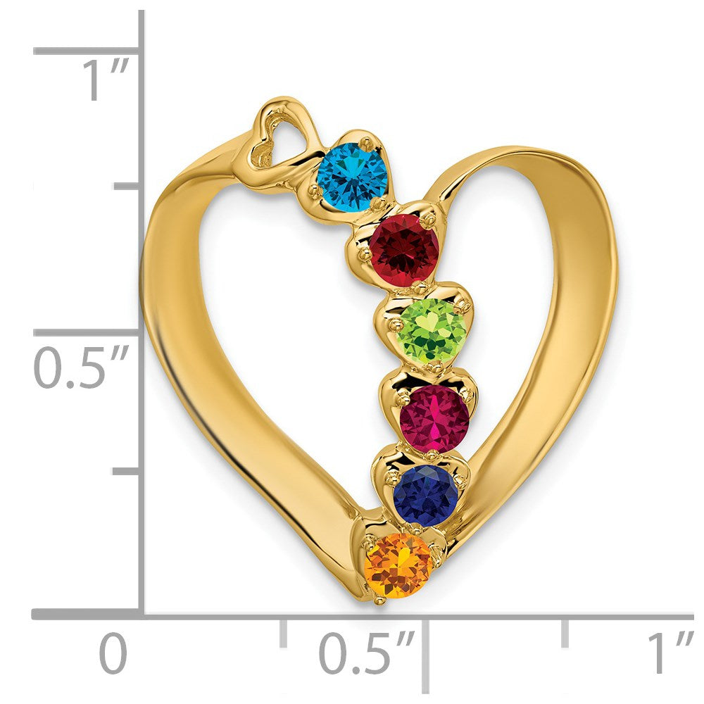 14K Yellow Gold Genuine 6 Stone Mother's Slide