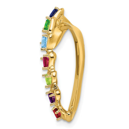 14K Yellow Gold Synthetic Diamond Family Heart Slide