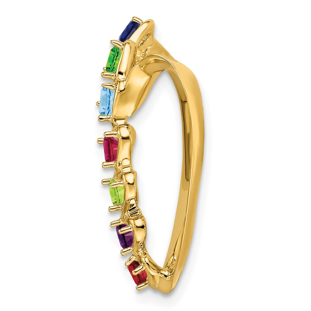 14K Yellow Gold Genuine 7 Stone Mother's Slide