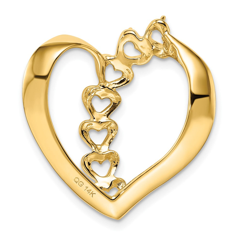 14K Yellow Gold Synthetic Diamond Family Heart Slide