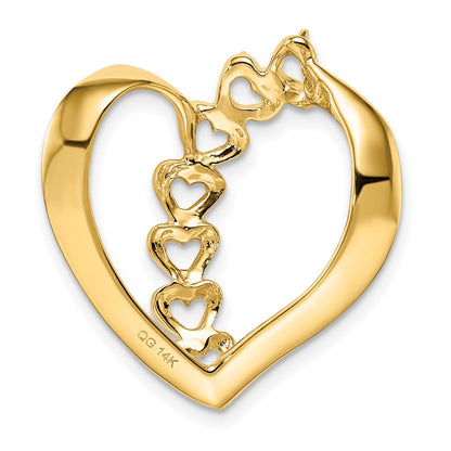 14K Yellow Gold Synthetic Diamond Family Heart Slide