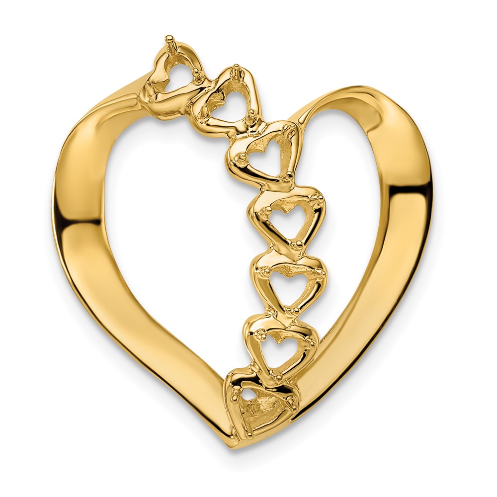 14K Yellow Gold Synthetic Diamond Family Heart Slide