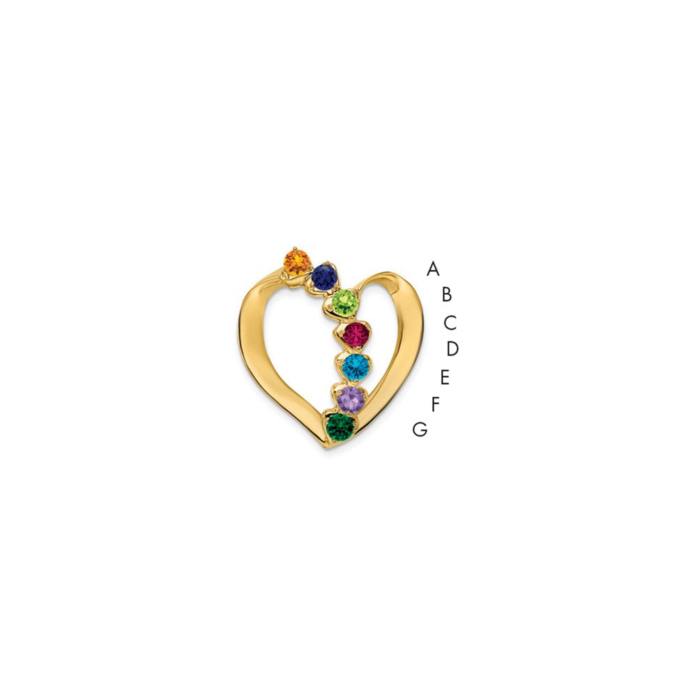 14K Yellow Gold Synthetic Diamond Family Heart Slide