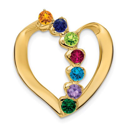 14K Yellow Gold Synthetic Diamond Family Heart Slide