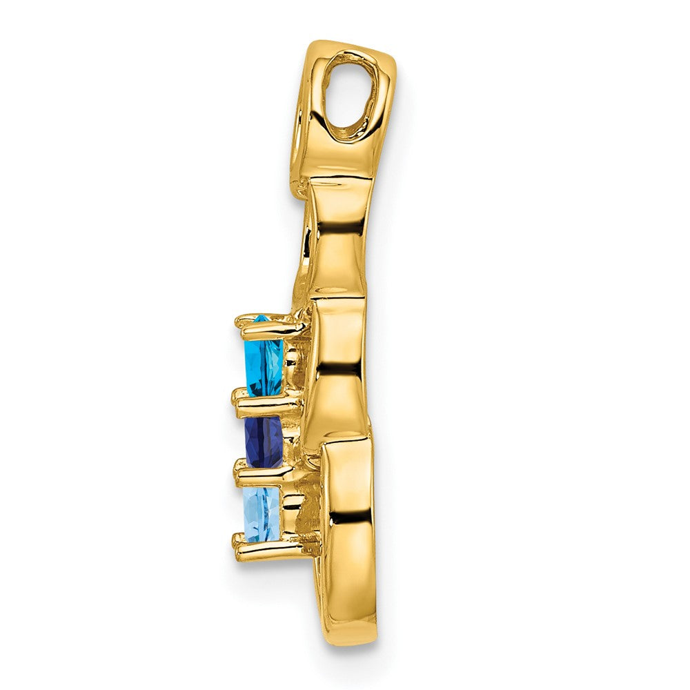 14k Yellow Gold 14k 3 Synthetic Stone Family Pendant