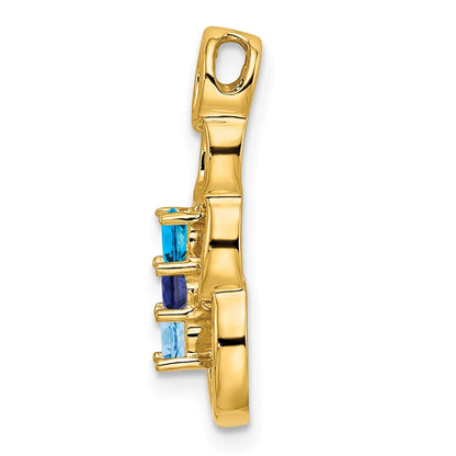 14k Yellow Gold 14k 3 Synthetic Stone Family Pendant
