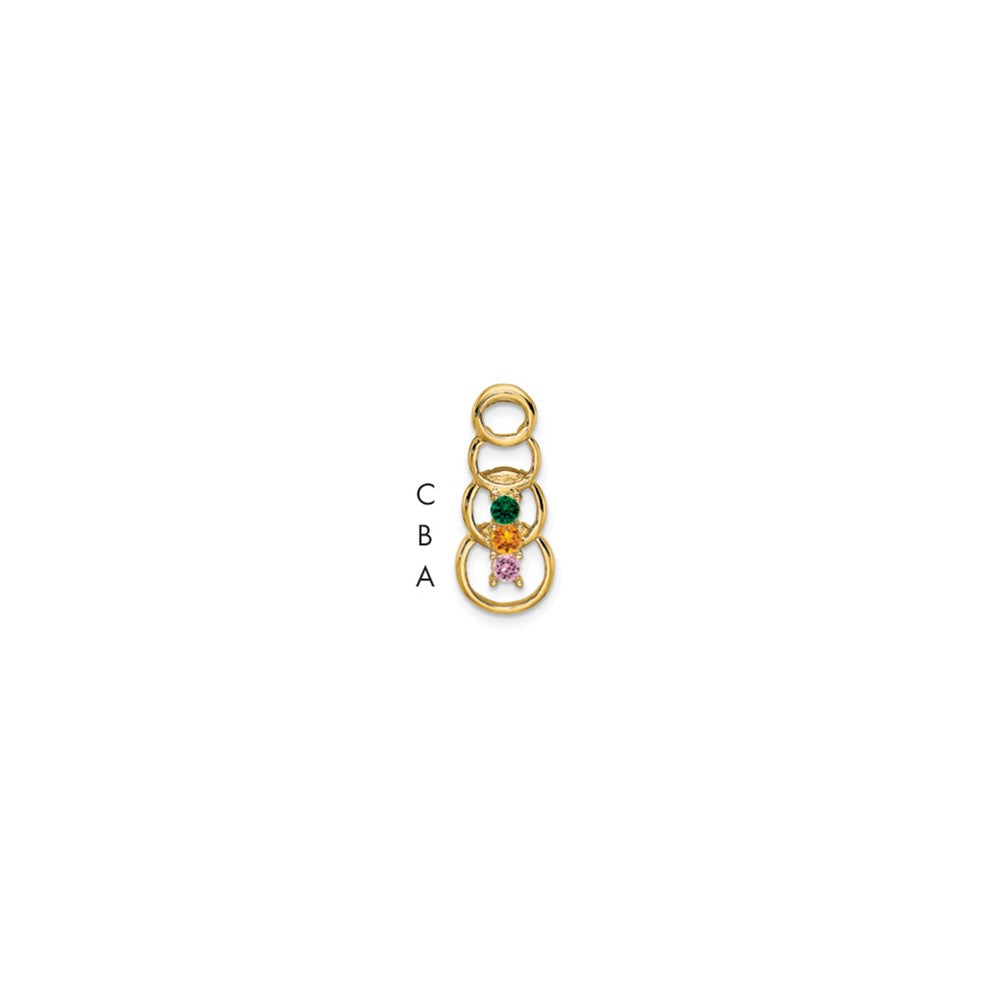 14k Yellow Gold 14k 3 Synthetic Stone Family Pendant