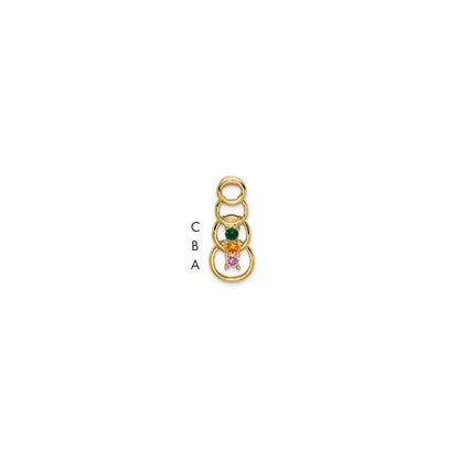 14k Yellow Gold 14k 3 Synthetic Stone Family Pendant