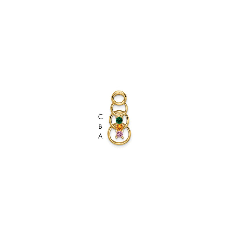 14k Yellow Gold 14k 3 Synthetic Stone Family Pendant