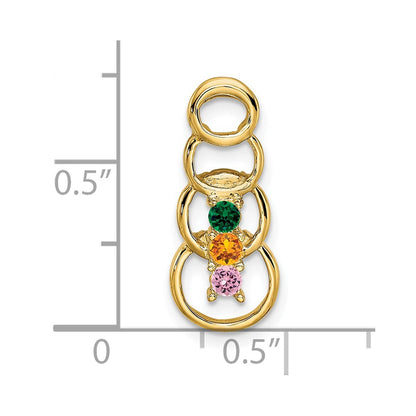 14k Yellow Gold 14k 3 Synthetic Stone Family Pendant